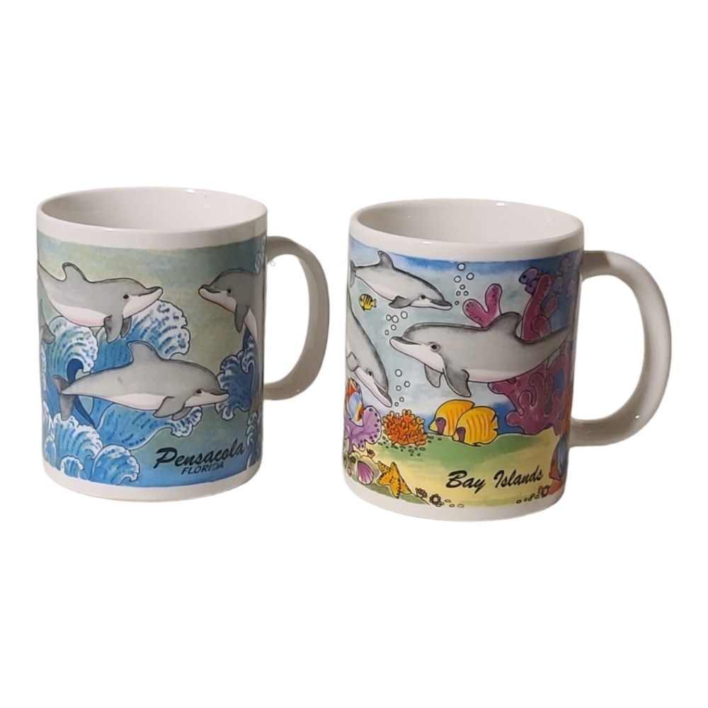 NWOT Large Dolphin Coffee Cups 12 oz.